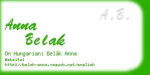 anna belak business card